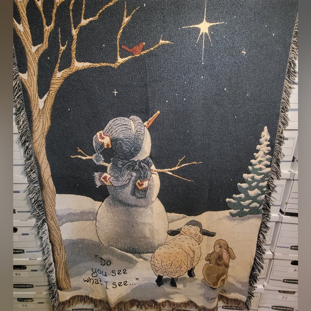 Cotton Throw Blanket Holiday Designer Snowman Bunny Lamb Christmas Winter Decor